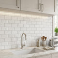 Bianco Dolomiti (White Dolomite) 3x6 Honed Tile — Kitchen backsplash