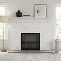 Bianco Dolomiti (White Dolomite) 3x6 Honed Tile — Living Room fireplace surround
