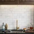 Bianco Dolomiti (White Dolomite) 3x6 Honed Tile — Wet Bar backsplash