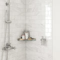 Bianco Dolomiti (White Dolomite) 3x6 Polished Tile — Bathroom shower wall