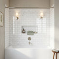 Bianco Dolomiti (White Dolomite) 3x6 Polished Tile — Bathroom tub surround