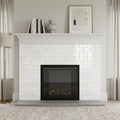 Bianco Dolomiti (White Dolomite) 3x6 Polished Tile — Living Room fireplace surround
