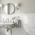 Bianco Dolomiti (White Dolomite) 3x6 Polished Tile — Powder Room wainscot