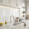 Bianco Dolomiti (White Dolomite) 3x6 Polished Tile — Kitchen backsplash