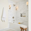 Bianco Dolomiti (White Dolomite) 4x12 Honed Tile — Bathroom tub surround