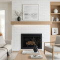 Bianco Dolomiti (White Dolomite) 4x12 Honed Tile — Living Room fireplace surround
