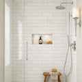 Bianco Dolomiti (White Dolomite) 4x12 Polished Tile — Bathroom shower wall