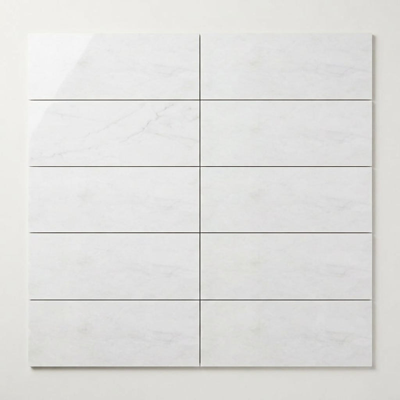 Bianco Dolomiti (White Dolomite) 4x12 Polished Tile close-up