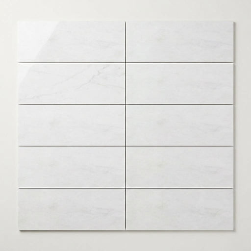 Bianco Dolomiti (White Dolomite) 4x12 Polished Tile close-up