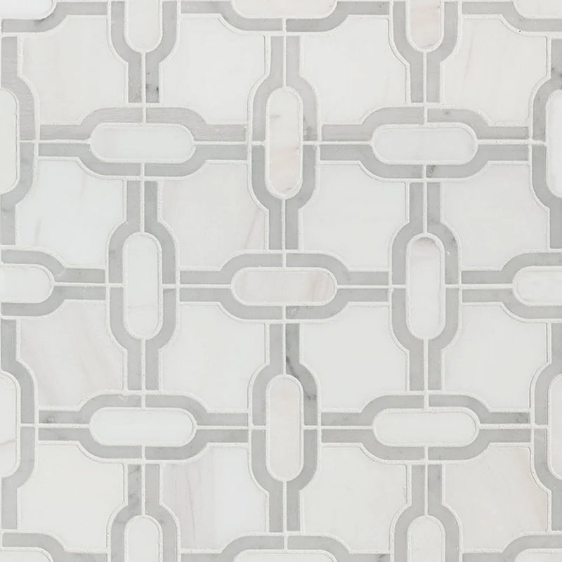 Bianco Gridwork Polished Pattern Marble Mosaic Tile