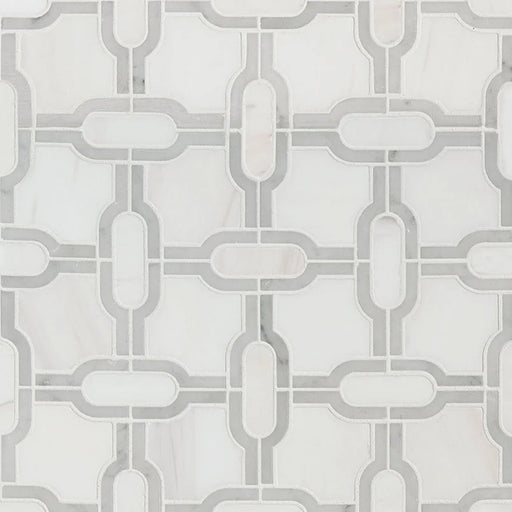 Bianco Gridwork Polished Pattern Marble Mosaic Tile