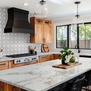 Bianco Quatrefoil Polished Pattern 0.38 Inch Marble Mosaic Tile