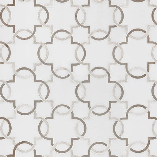 Bianco Quatrefoil Polished Pattern 0.38 Inch Marble Mosaic Tile