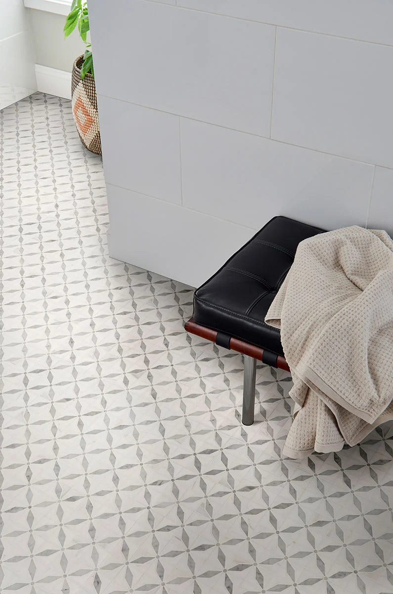 Bianco Starlite Polished Pattern 0.38 Inch Marble Mosaic Tile