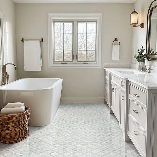 Bianco Starlite Polished Pattern 0.38 Inch Marble Mosaic Tile