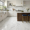 Bianco Venatino 12x24 Honed Marble Tile — Kitchen floor