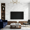 Bianco Venatino 12x24 Polished Marble Tile — Living Room feature wall