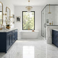 Bianco Venatino 12x24 Polished Marble Tile — Primary Bath floor