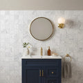 Bianco Venatino 2x2 Mesh Polished Marble Mosaic — Powder Room wall