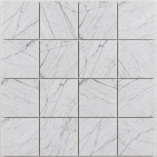 Bianco Venatino Honed 2x2 Mesh Marble Mosaic close-up