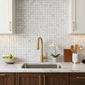 Bianco Venatino Honed 2x2 Mesh Marble Mosaic — Kitchen backsplash