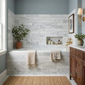 Bianco Venatino Honed 4x16x3/8 Marble Tile — Bathroom tub surround