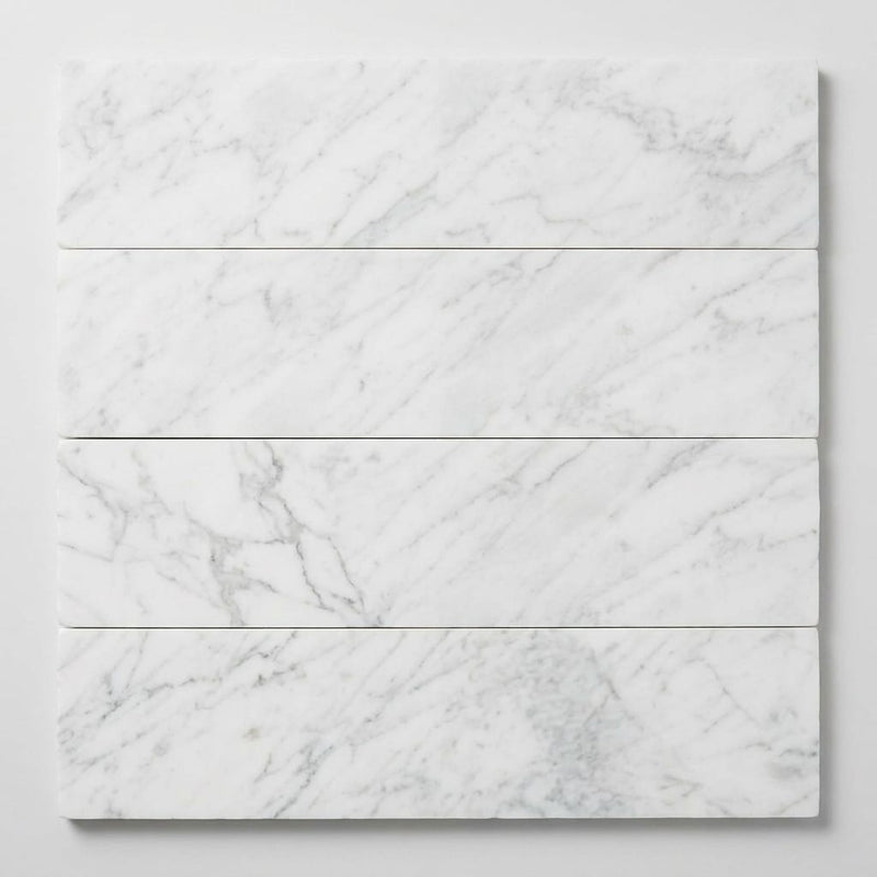 Bianco Venatino Honed 4x16x3/8 Marble Tile close-up