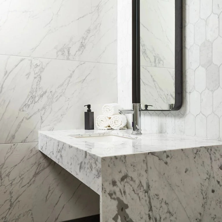 Completa Marble Series Bianco Venatino Lotus Honed Marble Mosaic