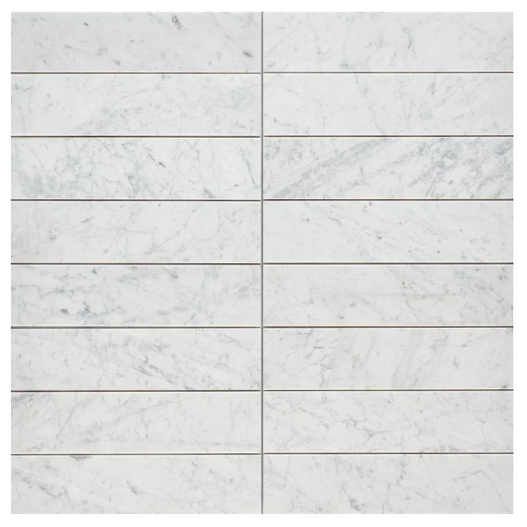 Bianco Venatino Mini Brick Mesh Polished Marble Mosaic