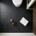 Black 2x2 Matte Marble Mosaic — Bathroom floor