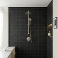 Black 2x2 Matte Marble Mosaic — Bathroom shower wall