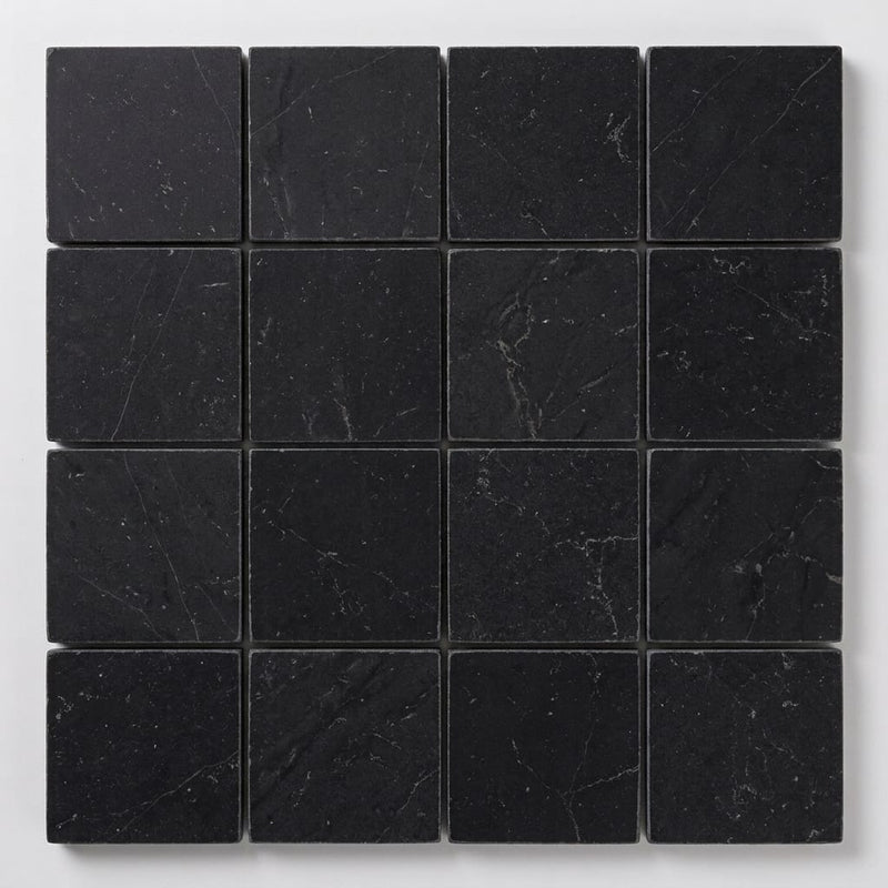 Black 2x2 Matte Marble Mosaic close-up