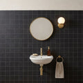 Black 2x2 Matte Marble Mosaic — Powder Room wall