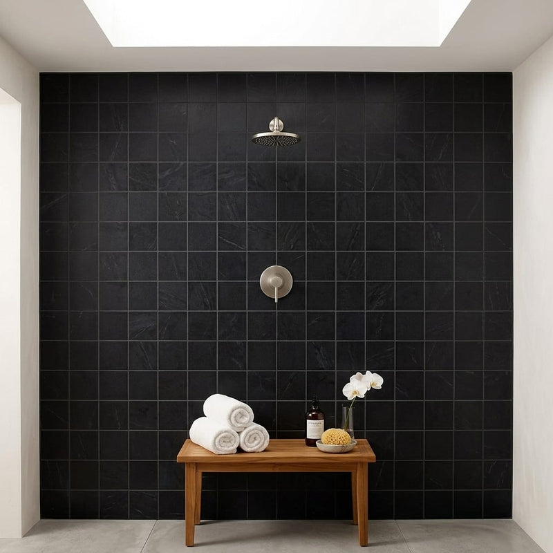 Black 2x2 Matte Marble Mosaic — Spa spa interior