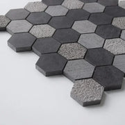 Black Hexagon Basalt Mosaic Tile