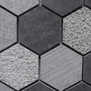 Black Hexagon Basalt Mosaic Tile