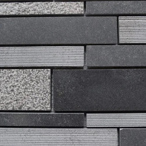 Black Stacked Basalt Mosaic Tile