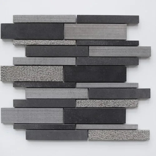 Black Stacked Basalt Mosaic Tile