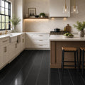 Black Basalt 12x24 Polished Tile — Kitchen floor