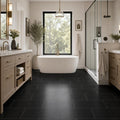 Black Basalt 12x24 Polished Tile — Primary Bath floor