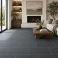 Black Basalt 12x24 Tumbled Tile — Living Room floor