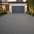 Black Basalt 12x24x2 Tumbled Paver — Front Yard driveway
