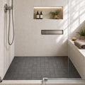Black Basalt 2x2 Polished Mosaic Tile — Bathroom shower floor