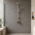 Black Basalt 2x2 Polished Mosaic Tile — Bathroom shower wall