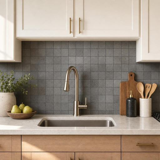 Black Basalt 2x2 Polished Mosaic Tile — Kitchen backsplash