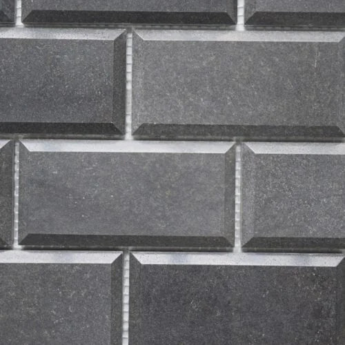 Black Basalt 2x4 Polished Beveled Mosaic Tile