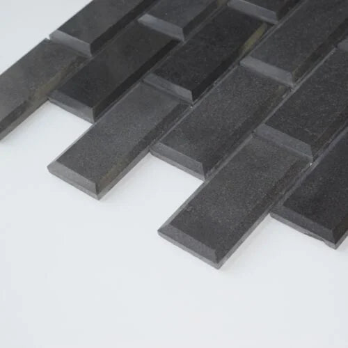 Black Basalt 2x4 Polished Beveled Mosaic Tile