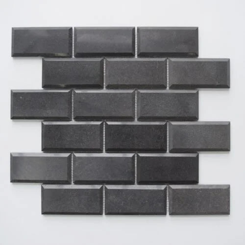 Black Basalt 2x4 Polished Beveled Mosaic Tile