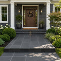 Black Basalt Paver 16x24 Tumbled 1.25 inch — Front Yard front porch