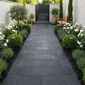 Black Basalt Paver 16x24 Tumbled 1.25 inch — Garden path